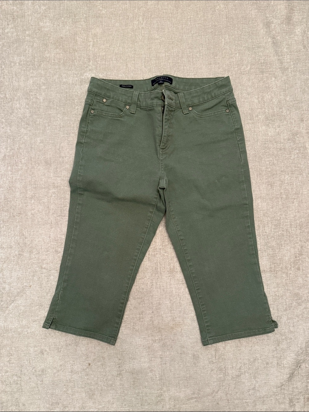 Talbots Olive Green Cropped Pedal Pusher Jeans
